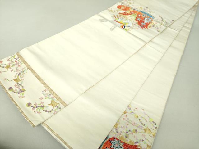 平和屋着物●二代目・龍村平蔵 龍村光翔 六通柄 本袋帯 鶴の冠 金銀糸 正絹 逸品 DAAU5565ps