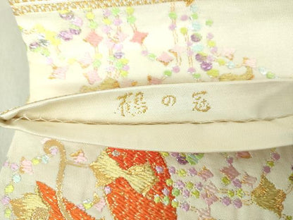 平和屋着物●二代目・龍村平蔵 龍村光翔 六通柄 本袋帯 鶴の冠 金銀糸 正絹 逸品 DAAU5565ps