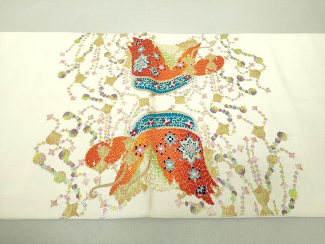 平和屋着物●二代目・龍村平蔵 龍村光翔 六通柄 本袋帯 鶴の冠 金銀糸 正絹 逸品 DAAU5565ps