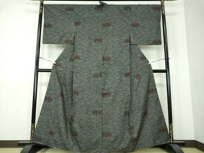 平和屋着物●本場大島紬 7マルキ 抽象文様 正絹 逸品 DAAU5583ps