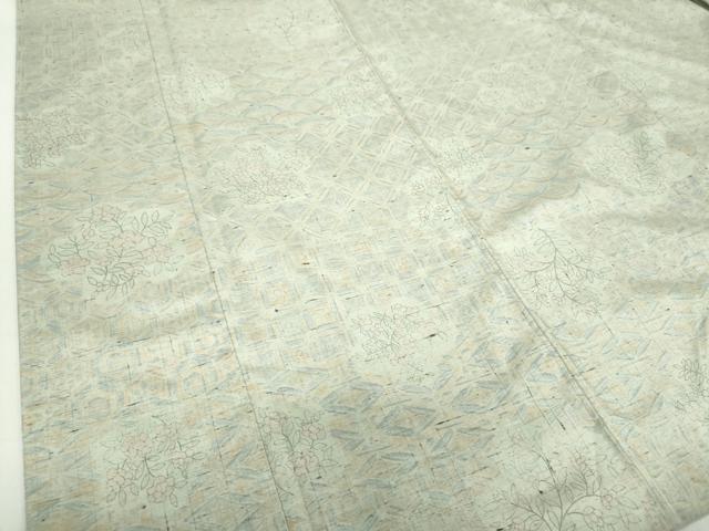 平和屋着物●上質な紬 手描き 吉祥花文 正絹 逸品 DAAU5585ps