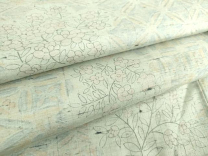 平和屋着物●上質な紬 手描き 吉祥花文 正絹 逸品 DAAU5585ps