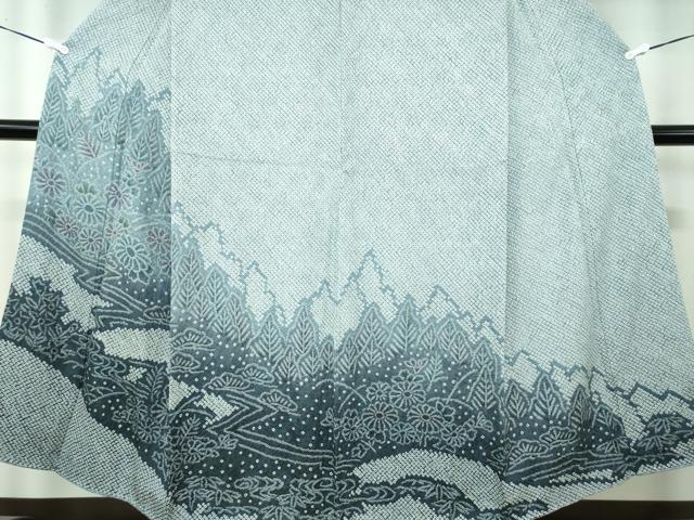 平和屋着物●名門　藤娘きぬたや・総絞り　訪問着　樹林風景花文　正絹　逸品　DAAU5589ps