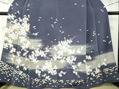 平和屋着物●訪問着　駒刺繍　枝桜　暈し染め　金彩　鈴乃屋扱い　正絹　逸品　DAAU5601ps