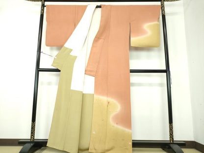 平和屋着物●訪問着 駒刺繍 総刺繍 吹き寄せ花文 鬼しぼ縮緬 暈し染め 金糸 正絹 逸品 DAAU5613ps