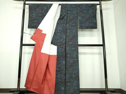 平和屋着物●本場大島紬　風景花文　正絹　逸品　DAAU5627ps