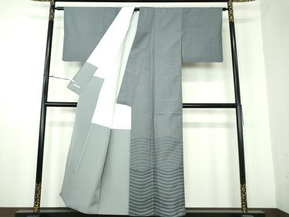 平和屋着物●染色作家　寺島利男　訪問着　紬地　霞文　正絹　逸品　DAAU5652ps