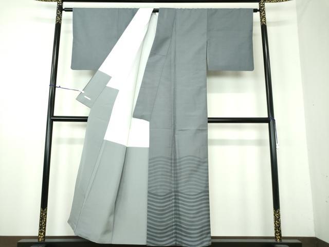 平和屋着物●染色作家　寺島利男　訪問着　紬地　霞文　正絹　逸品　DAAU5652ps