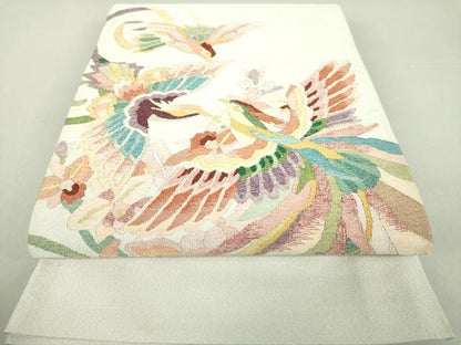 平和屋着物●爪掻き本綴れ　太鼓柄袋帯　鳳凰花文　金銀糸　正絹　逸品　未使用　DAAU5660ps