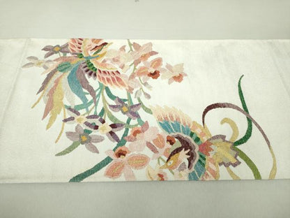 平和屋着物●爪掻き本綴れ　太鼓柄袋帯　鳳凰花文　金銀糸　正絹　逸品　未使用　DAAU5660ps