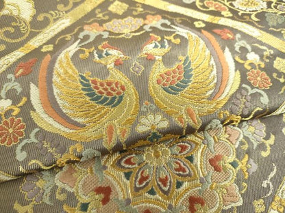 平和屋着物●西陣の名門 本家加納 六通柄袋帯 唐織 正倉院花鳥文 金糸 正絹 逸品 DAAU5664ps