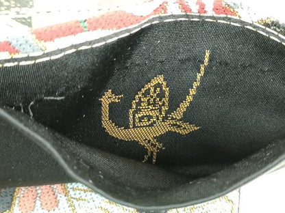 平和屋着物●西陣 白綾苑大庭 六通柄袋帯 唐織 御所車花鳥文 黒地 金糸 正絹 逸品 DAAU5666ps