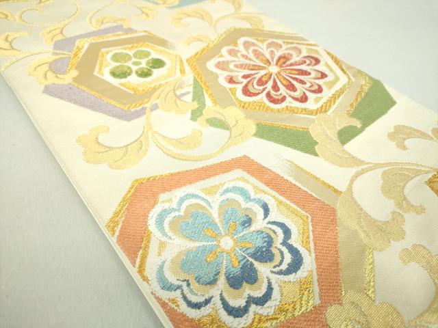 平和屋着物●西陣　川島織物　六通柄　本袋帯　亀甲花文　金銀糸　正絹　逸品　DAAU5676ps