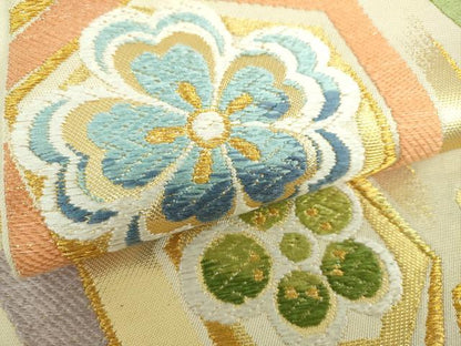 平和屋着物●西陣　川島織物　六通柄　本袋帯　亀甲花文　金銀糸　正絹　逸品　DAAU5676ps
