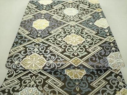 平和屋着物●六通柄袋帯 唐織 松皮菱花文 金銀糸 正絹 逸品 DAAU5681ps