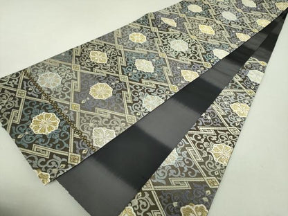 平和屋着物●六通柄袋帯 唐織 松皮菱花文 金銀糸 正絹 逸品 DAAU5681ps
