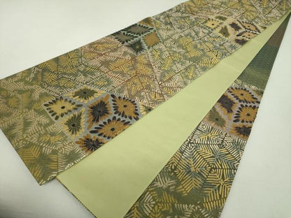 平和屋着物●六通柄袋帯　唐織　菊松菱　正絹　逸品　DAAU5682ps