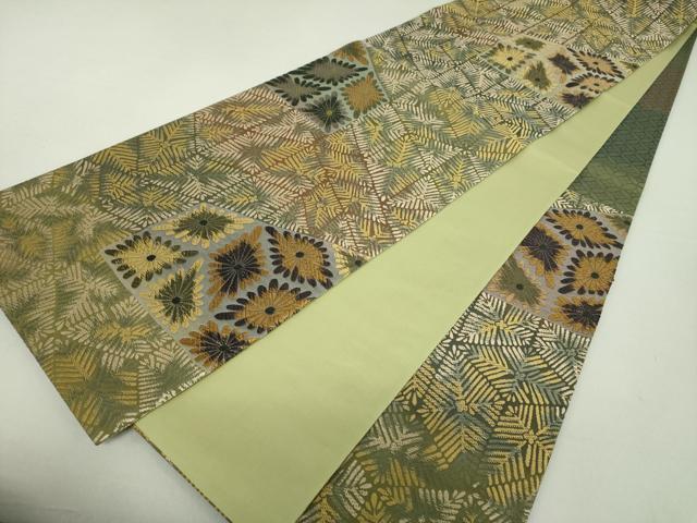 平和屋着物●六通柄袋帯　唐織　菊松菱　正絹　逸品　DAAU5682ps
