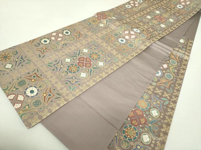 平和屋着物●両面 六通柄袋帯 唐織 格子洋花文 金糸 正絹 逸品 DAAU5717ps