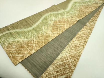 平和屋着物●全通柄袋帯 霞文 金糸 正絹 逸品 DAAU5745ps