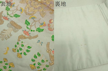 平和屋着物●龍村晋謹製　全通柄袋帯　天平花鳥来吉文錦　金糸　正絹　逸品　DAAU5747ps