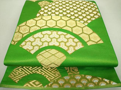 平和屋着物●西陣 川島織物 六通柄 本袋帯 青海波花文 金糸 正絹 逸品 DAAU5758ps