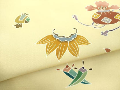 平和屋着物●塩瀬　九寸名古屋帯　宝尽くし　正絹　逸品　未使用　DAAU5775ps