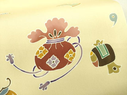 平和屋着物●塩瀬　九寸名古屋帯　宝尽くし　正絹　逸品　未使用　DAAU5775ps