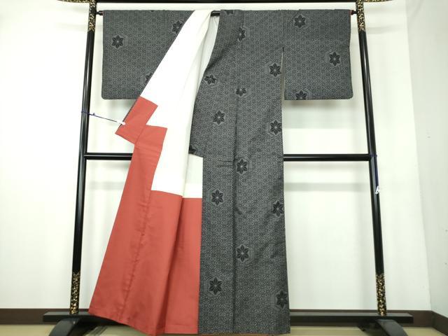 平和屋着物●本場大島紬 7マルキ 麻の葉文様 正絹 逸品 DAAU5780ps