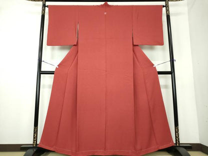平和屋着物●上質な色無地 赤錆色 正絹 逸品 未使用 DAAU5782ps
