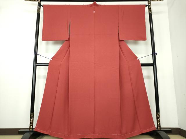 平和屋着物●上質な色無地 赤錆色 正絹 逸品 未使用 DAAU5782ps
