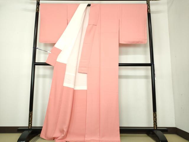 平和屋着物●上質な色無地 霞地紋 薄紅色 正絹 逸品 DAAU5784ps