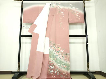 平和屋着物●訪問着　枝花文　暈し染め　金銀彩　正絹　逸品　DAAU5792ps