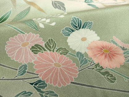 平和屋着物●訪問着　枝花文　暈し染め　金銀彩　正絹　逸品　DAAU5792ps