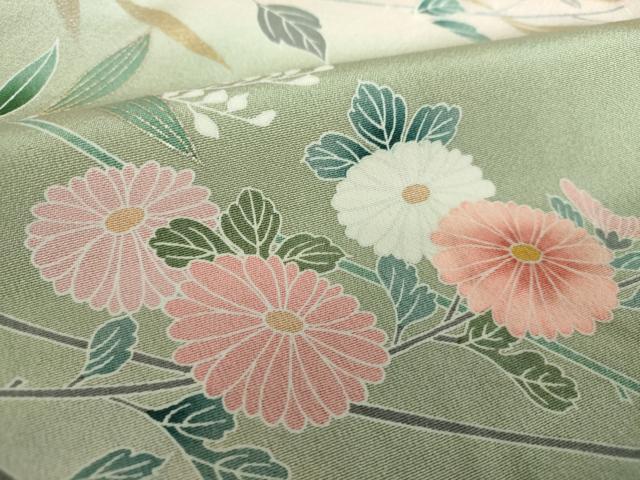 平和屋着物●訪問着　枝花文　暈し染め　金銀彩　正絹　逸品　DAAU5792ps