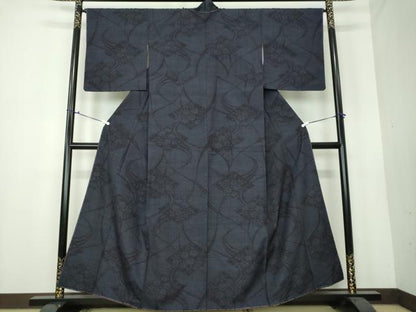 平和屋着物●結城玉紬　結織苑　80亀甲　花菱文　証紙付き　正絹　逸品　未使用　DAAU5809ps