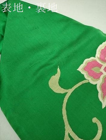平和屋着物●アンティーク　大正ロマン　九寸名古屋帯　更紗花唐草文　金糸　正絹　逸品　DAAU5855ps