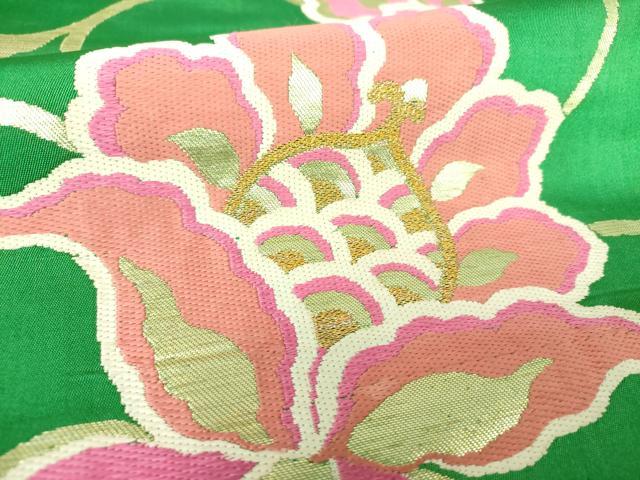 平和屋着物●アンティーク　大正ロマン　九寸名古屋帯　更紗花唐草文　金糸　正絹　逸品　DAAU5855ps