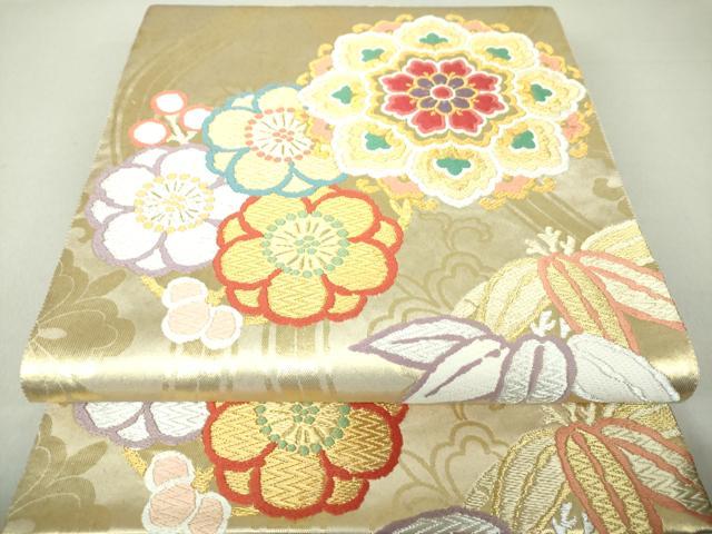 平和屋着物●唐織・西陣の老舗・名門・藤原織物　六通柄袋帯　正倉院花文　金銀糸　引箔　正絹　逸品　DAAU5877ps