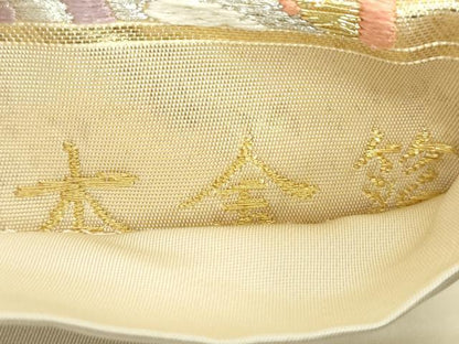 平和屋着物●唐織・西陣の老舗・名門・藤原織物　六通柄袋帯　正倉院花文　金銀糸　引箔　正絹　逸品　DAAU5877ps