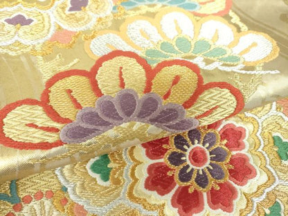平和屋着物●唐織・西陣の老舗・名門・藤原織物　六通柄袋帯　正倉院花文　金銀糸　引箔　正絹　逸品　DAAU5877ps