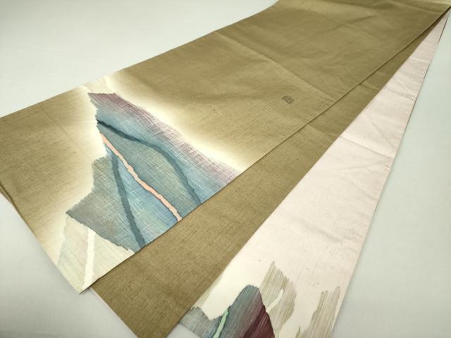 平和屋着物●太鼓柄袋帯　作家物　紬地　霞文　金彩　正絹　逸品　DAAU5879ps