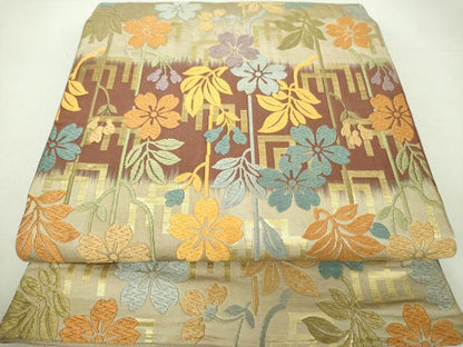 平和屋着物●六通柄 本袋帯 唐織 枝垂れ桜 金糸 正絹 逸品 DAAU5900ps