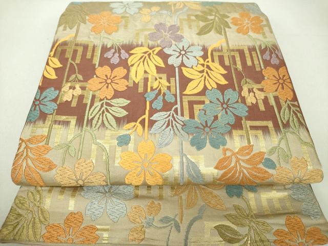 平和屋着物●六通柄 本袋帯 唐織 枝垂れ桜 金糸 正絹 逸品 DAAU5900ps