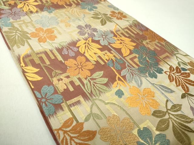 平和屋着物●六通柄 本袋帯 唐織 枝垂れ桜 金糸 正絹 逸品 DAAU5900ps