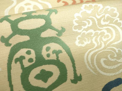平和屋着物●俵屋　人間国宝　喜多川平朗  有職織物　六通柄袋帯　唐織　吉祥花鳥文　寿　福　正絹　逸品　DAAU5913ps