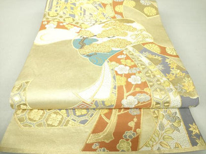平和屋着物●西陣　川島織物　六通柄　本袋帯　束ね熨斗吉祥花文　本金箔　正絹　逸品　DAAU5921ps