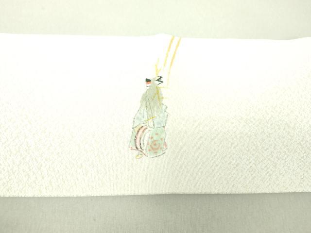 平和屋着物●九寸名古屋帯　作家物　お祭り　鹿踊　金通し地　正絹　逸品　未使用　DAAU5955ps