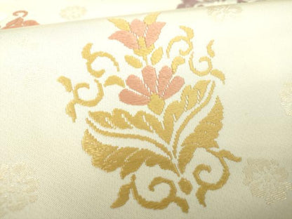 平和屋着物●九寸名古屋帯 唐織 吉祥花文 金糸 正絹 逸品 DAAU5957ps