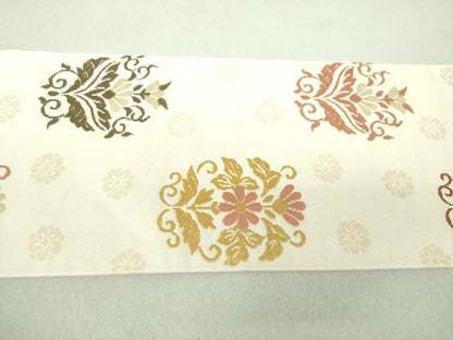 平和屋着物●九寸名古屋帯 唐織 吉祥花文 金糸 正絹 逸品 DAAU5957ps